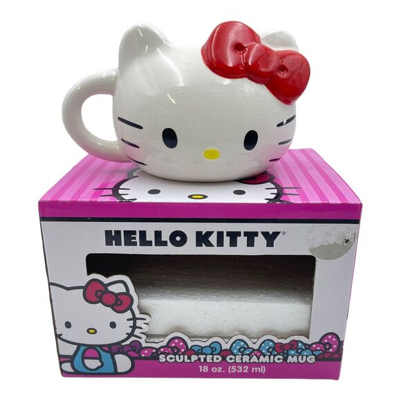 Hello Kitty Other - NEW Hello Kitty Head with Red Bow Large 18 oz Sculpted Ceramic Mug